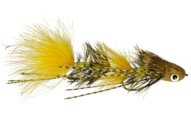 Galloup's Mini Bangtail T & A Streamer- olive/yellow