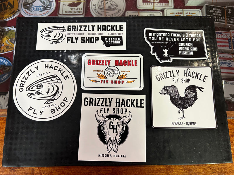 Grizzly Hackle Six Pack Sticker Combo- New Logos