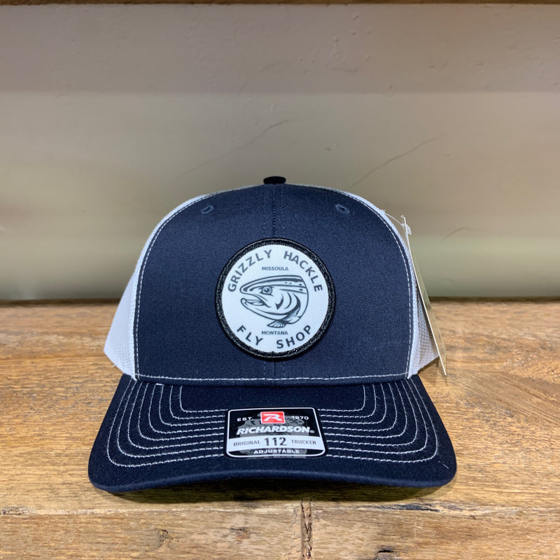 Fish Catch Logo Night Out Woven Patch Snapback Trucker Hat Gray
