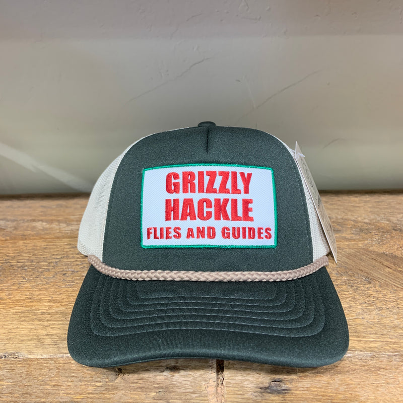 Grizzly Hackle Circle Fish Logo Trucker Hat Navy